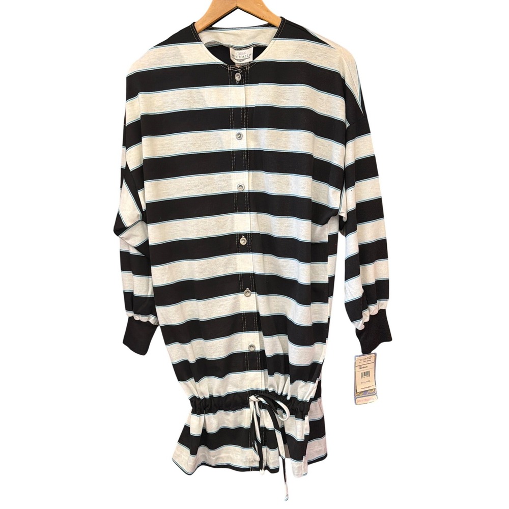 Vintage 80's Beth Michaels Striped Tunic Top Retro Nautical Mod Streetwear
